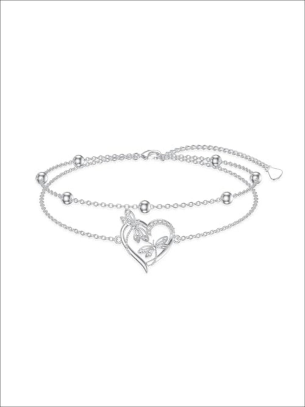 925 Sterling Silver Lab Grown Diamond Dragonfly Link Bracelet 7in Women Jewelry